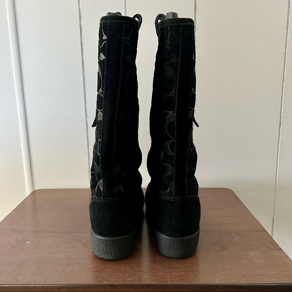 COACH Black Suede Tulip Boots Size 8 - Picture 4 of 4